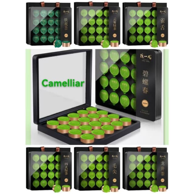 Camelliar陳一凡四大綠茶 浙江龍井茶毛尖茶碧螺春雲霧組合。雀舌茶  雲霧綠茶 鐵觀音 送禮高檔禮盒裝