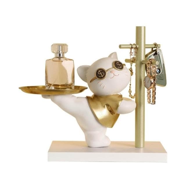 玄關鑰匙收納 招財貓擺件 入戶家居客廳托盤 裝飾品 搬家喬遷新居禮物