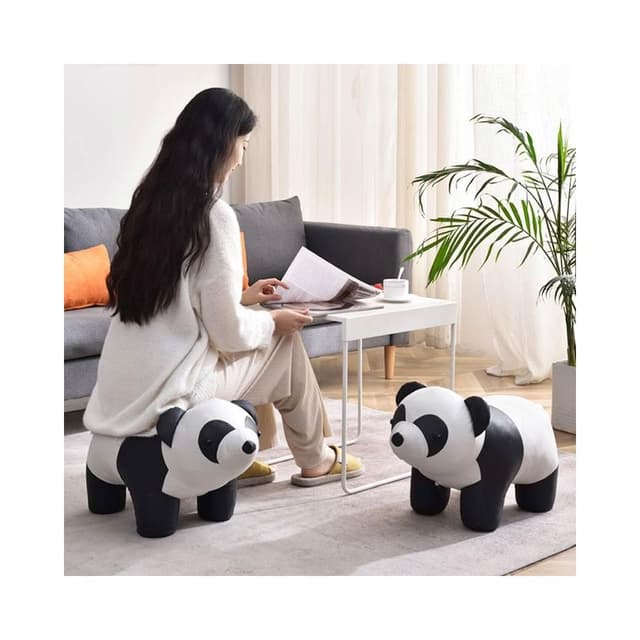 熊貓凳子卡通動物坐凳實木小凳子家用換鞋凳創意兒童矮凳喬遷禮物