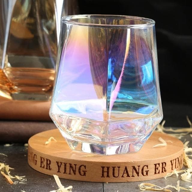 酒杯 潮款 玻璃杯 六角 鑽石炫彩 創意 水杯 咖啡杯 威士忌 冰咖啡杯 拿鐵 卡布 聖誕節禮物  喜奈而