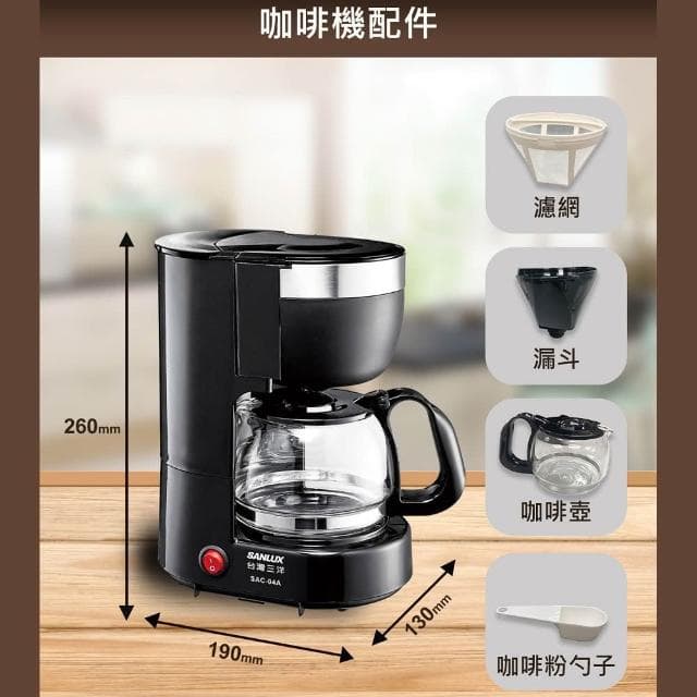 【SANLUX 台灣三洋】4人份 美式咖啡機SAC-04A/ 自動保溫