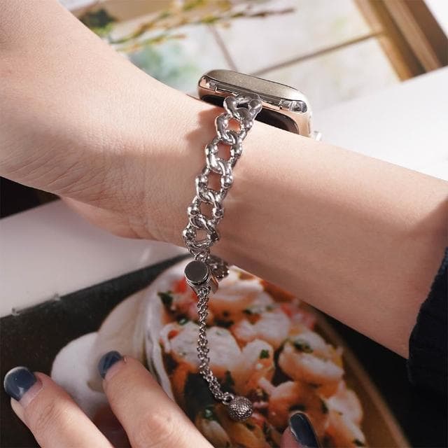 【W.wear】APPLE WATCH-金屬造型鎖鏈不鏽鋼錶帶