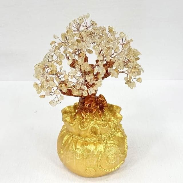 【御古齋】天然 黃水晶 招財樹 福袋樹 招財進寶 開運擺飾 桌上擺件 居家店面 送禮自用皆宜 大款 0713