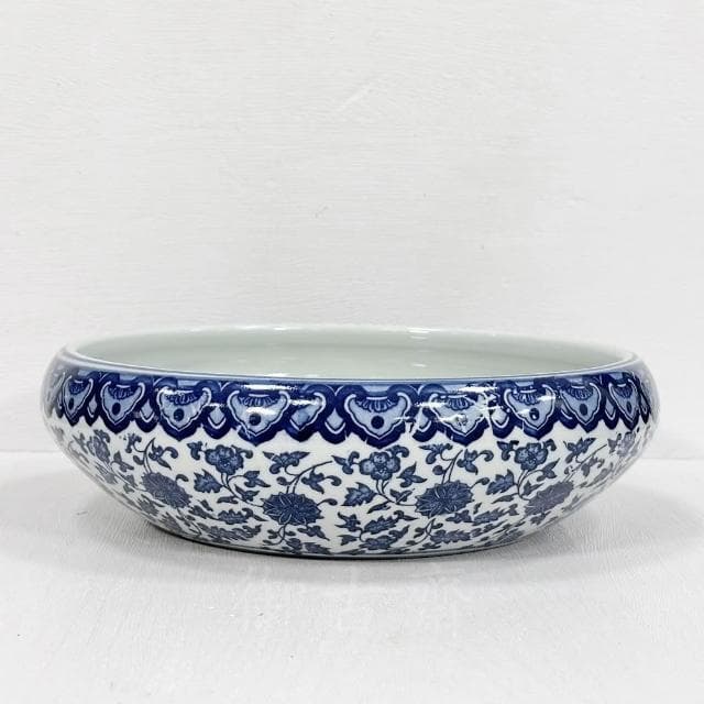 【御古齋】景德鎮 青花瓷 花開富貴 大茶洗 筆洗 花盆 茶道六君子 茶具配件 陶瓷工藝品 多種尺寸 0725