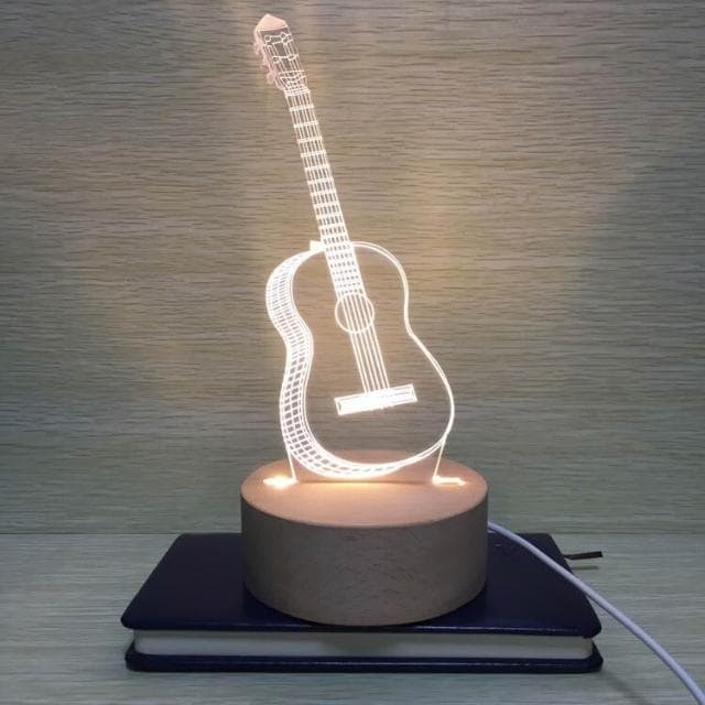 創意禮品夜光電吉他檯燈小夜燈3d臥室LED床頭燈情人節生日禮物檯燈 裝飾燈 小夜燈 夾式燈 床頭燈 書桌檯燈 桌燈