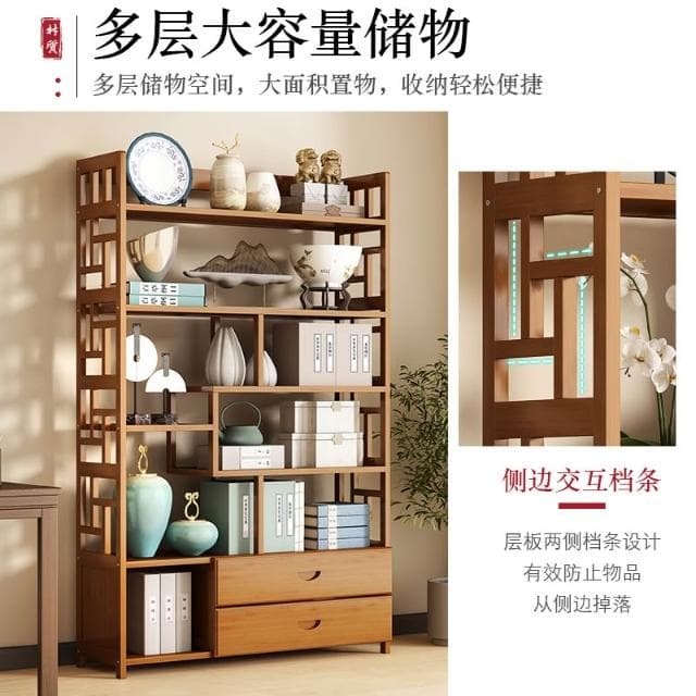 博古架實木新中式多寶閣茶具置物架茶架展示架擺件架茶臺邊茶葉櫃