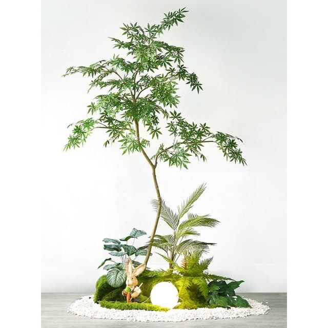 仿真綠植室內樓梯下造景空間轉角盆栽假樹仿真樹景觀植物造景裝飾