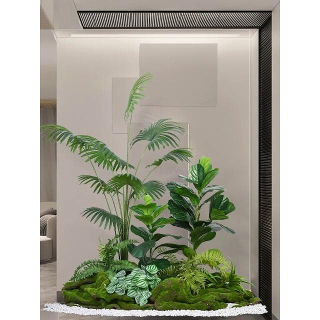 仿真綠植室內樓梯下造景空間轉角盆栽假樹仿真樹景觀植物造景裝飾