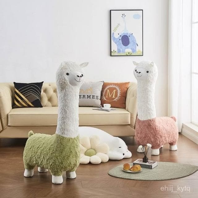 免運 開發票🔥羊駝凳子座椅 羊駝座椅 網紅創意動物坐凳 落地家具可愛裝飾擺件 喬遷搬家新年禮物 網紅羊駝沙發 草泥馬凳子
