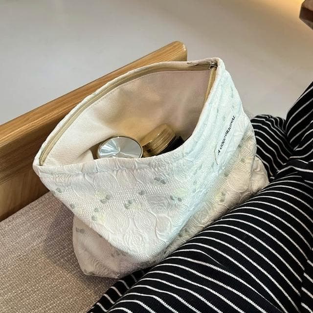 梵花 ins小清新化妝包大容量便攜內膽包保養品收納袋提花布證件盥洗包