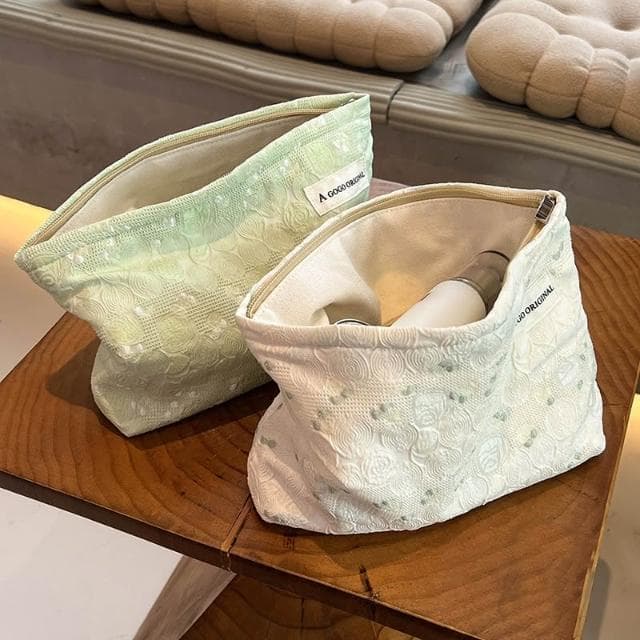 梵花 ins小清新化妝包大容量便攜內膽包保養品收納袋提花布證件盥洗包