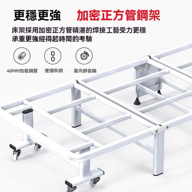 🔥小空間必備免安裝🔥90cm簡約四折收納折疊床單人床(棉麻面料/高彈海綿/午休床/午睡床/折疊收納/床架/租屋/行軍床/陪護床)