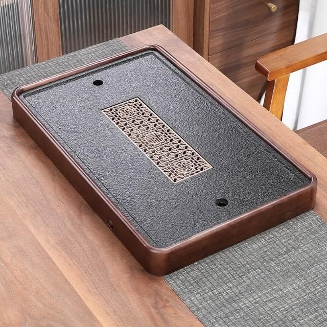 #茶盤家用輕奢現代小型瀝儲水式茶臺功夫茶具竹茶海簡約幹泡臺托