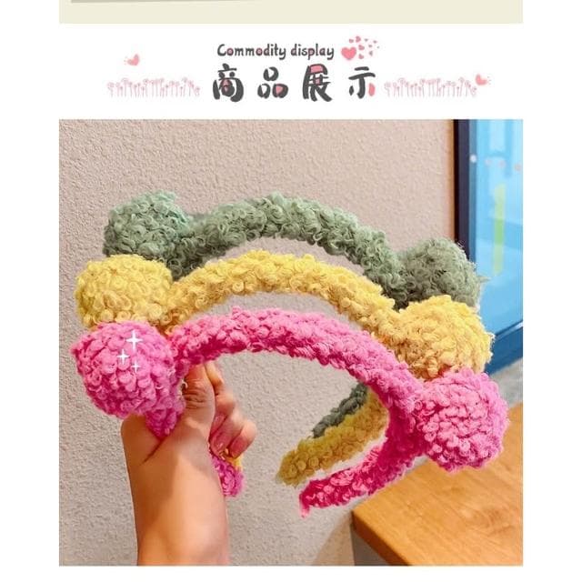韓系小熊髮箍 髮箍 羊毛卷髮箍 髮飾 球球髮箍 造型髮箍 聖誕禮物 情人節禮物 送禮 可愛
