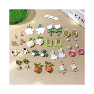 清新綠花朵耳環 飾品 耳釘 網美 高級感 耳飾 氣質百搭 耳環 韓國 耳針
