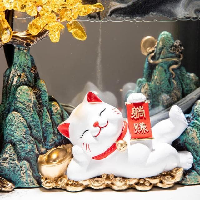 發財樹招財貓擺件招財擺飾辦公室擺飾流沙畫客廳擺飾玄關裝飾品開幕禮品開業禮物交換禮物