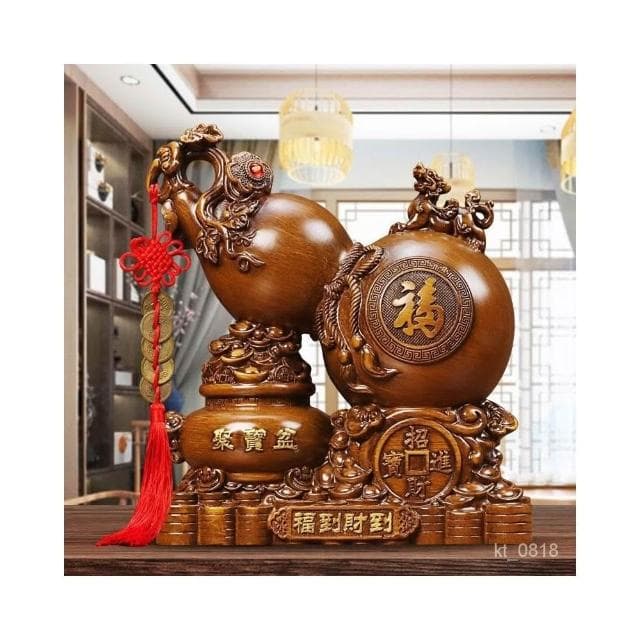 臺灣熱賣 招財聚寶盆葫蘆擺飾 招財擺件 風水擺飾 招財擺飾 招財金蟾擺件 家居擺設 開幕送禮 入厝禮物
