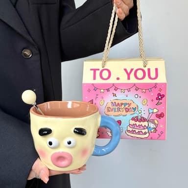 搞怪小丑馬克杯送閨蜜伴手禮生日禮物陶瓷杯日式杯子抽象風水杯女