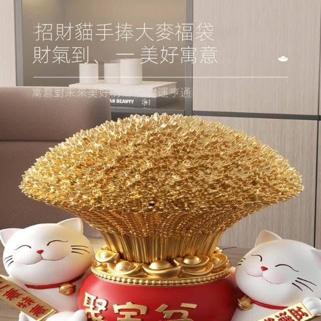 招財貓擺件聚寶盆送朋友店鋪開業禮物前臺招財聚財裝飾工藝品