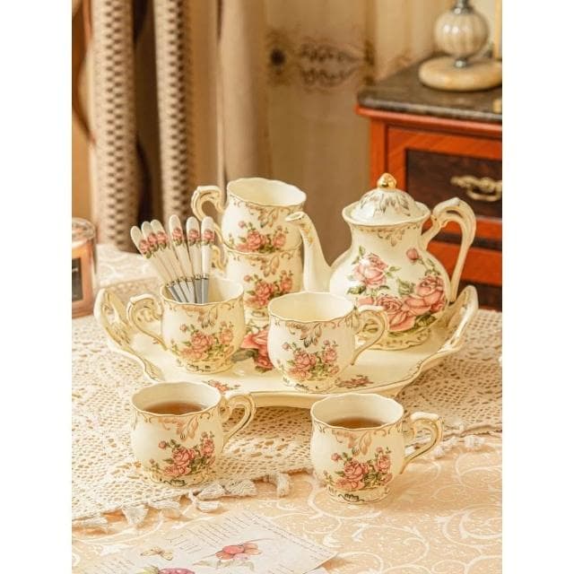 歐式茶具水杯套裝家用陶瓷水具杯子精緻奢華茶壺客廳待客茶杯整套