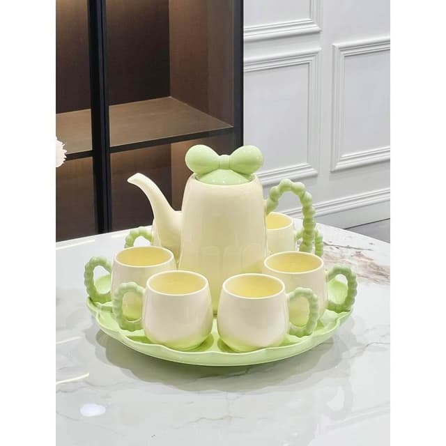 奶油風陶瓷水杯子家用套裝茶杯茶具茶壺輕奢客廳喬遷生日禮物送人