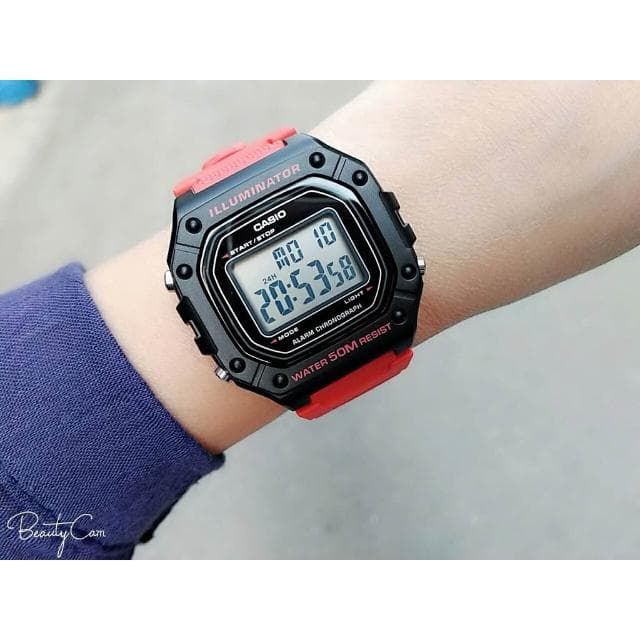 【CASIO 卡西歐】經緯度鐘錶CASIO電子錶50米防水 年度新款熱銷 運動款  學生電子錶大字幕 復古方形款 超低折扣↘ W-218H