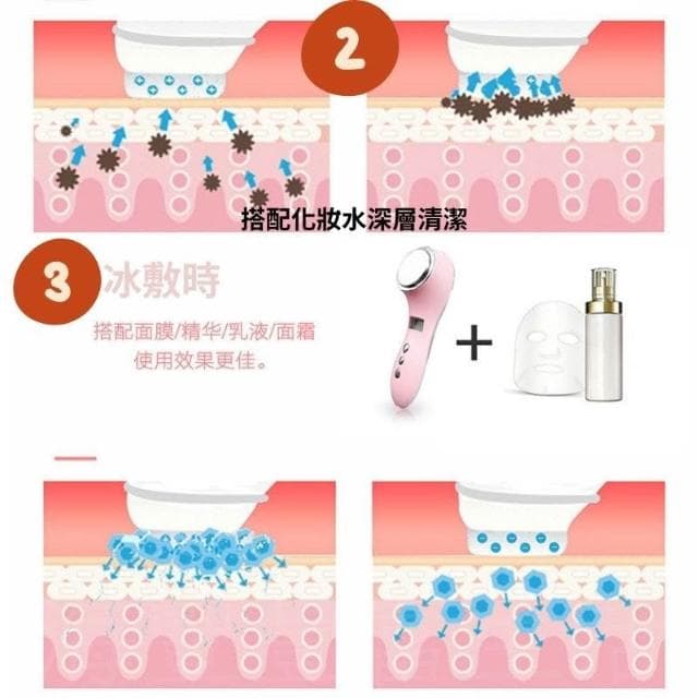 {台北出貨} 冷熱導入儀 美容儀  冷熱美容儀 導入儀 光子潔面儀 雙波 卸妝儀 臉部按摩器 美膚儀 仙女機 母親節禮物