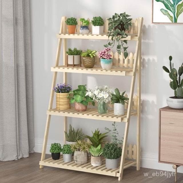 折疊 多層花架 客廳陽臺 花盆 防腐木 隔斷 裝飾戶外 庭院 綠蘿 置物架 實木花架盆栽架 多肉植物架 陽臺花架 花盆架