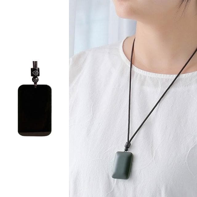 【EMMA SUE】墨玉項鍊 玉石吊墜 無事牌 玉項鍊 和田玉項鍊 招財項鍊 玉墜 掛件 玉牌 禮物 保平安 送長輩