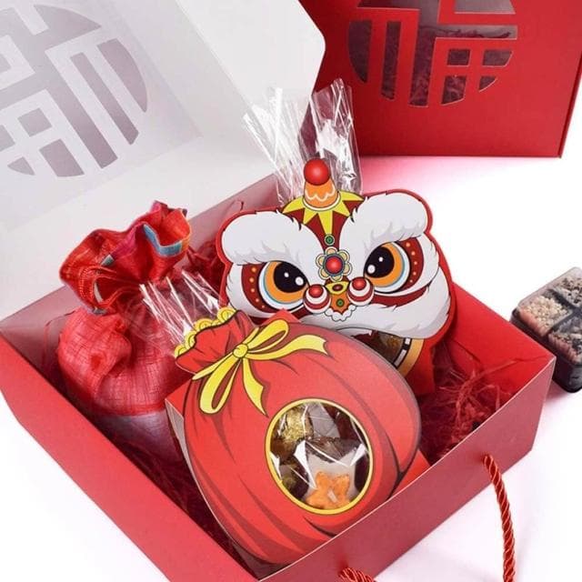 造型小紙盒 ( 新年 福袋 禮物盒 糖果盒 造型紙盒 8入 事事如意 舞獅 禮盒 收納盒 空盒 新春 農曆年 過年)