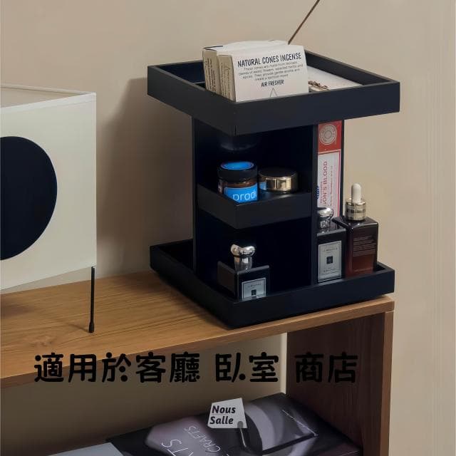 台灣出貨 旋轉復古桌上收納架 桌上收納小櫃子 木櫃 桌面收納 收納 多層 飾品收納 保養品收納 香水收納