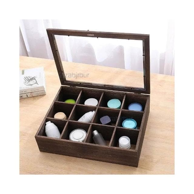 实木茶壶展示盒 茶具防尘格子 收纳柜 置物架 化妆品首饰器皿 小博古架 廚房收納置物架 防塵收納櫃 茶水櫃