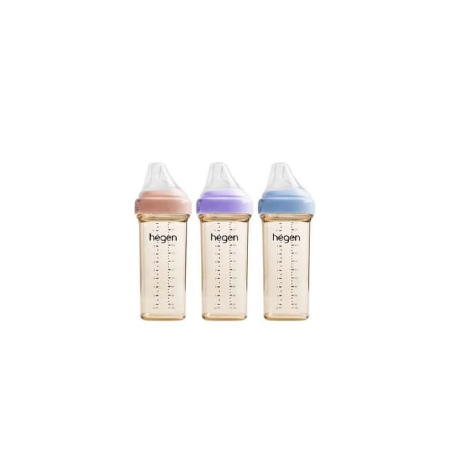 【hegen】金色奇蹟PPSU多功能方圓型寬口奶瓶 330ml 單瓶組(嫣粉/沁藍/漾紫)