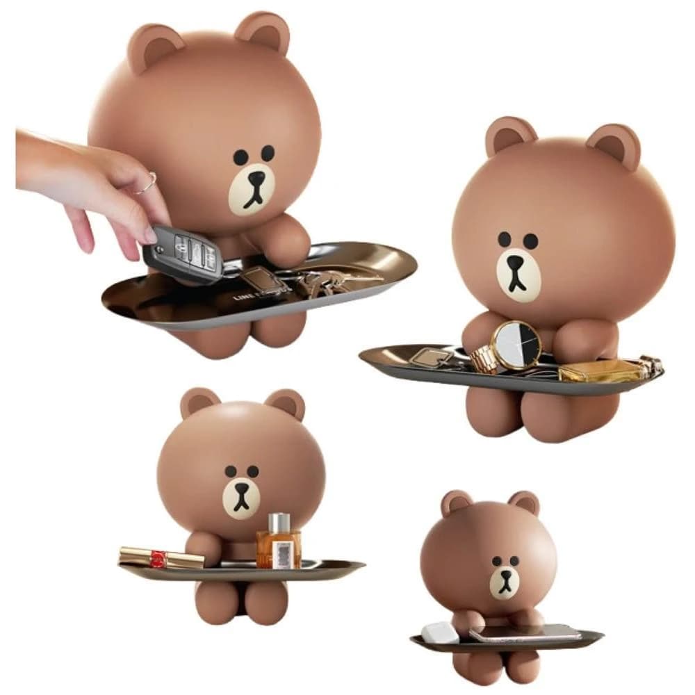 【LINE FRIENDS】熊大 收納擺件 收納架 玄關 鑰匙 手機 化妝品 收納 禮物 收納盤 擺飾 桌面 手辦 公仔 裝飾 送禮 生日 交換