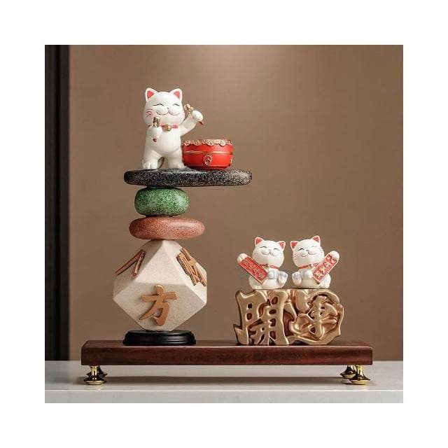 八方來財 時來運轉 招財貓擺件 辦公室酒櫃裝飾品八 喬遷店鋪開業禮品 時來運轉 療癒小物 辦公室風水陶瓷擺件