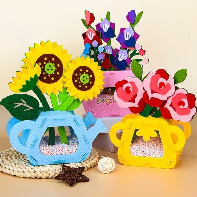 DIY立體不織布盆栽(手作花盆 創意手工 母親節禮物 康乃馨 鬱金香 玫瑰 向日葵 布藝)