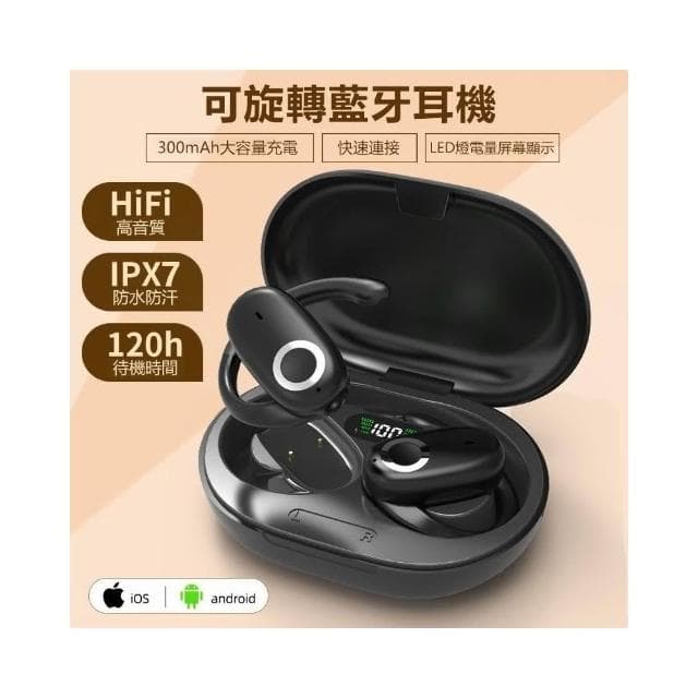品質 台灣出貨 耳掛式藍芽耳機 運動藍芽耳機 不入耳 無線耳機 耳機 抗噪 通話抗噪防水數顯5.4藍牙耳機