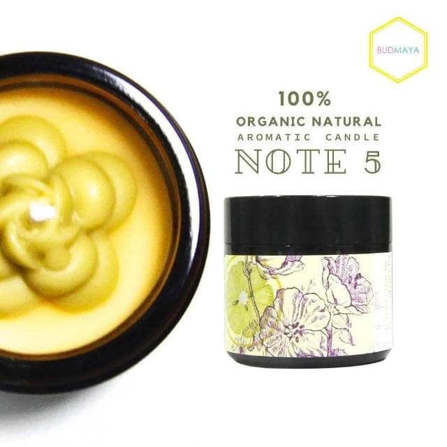 【BUDMAYA】有機香氛蜂蠟蠟燭 NOTE 5 2OZ   山茶花造型/天竺葵/佛手柑甜美花果香味    居家香氛 婚禮佈置 適合融蠟燈