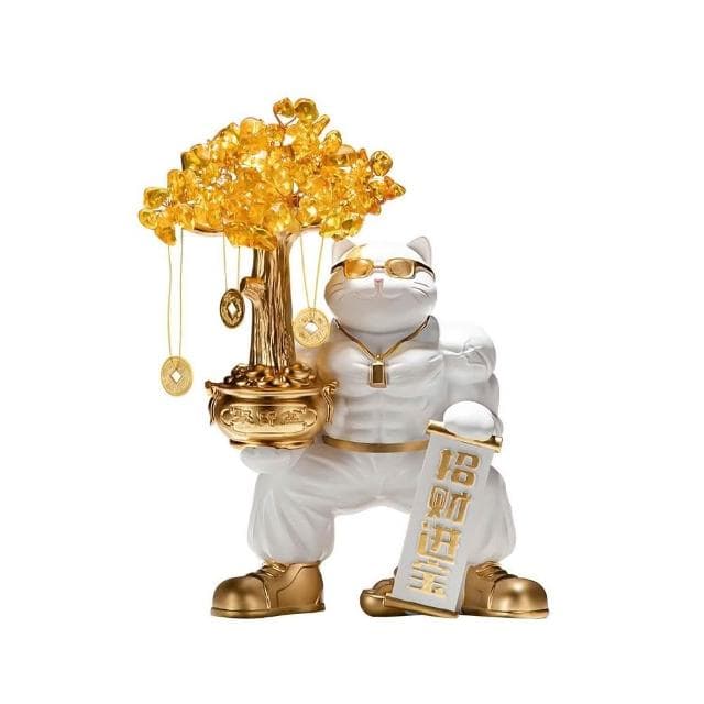招財貓擺件辦公室生意興隆裝飾品健身房開業禮物大吉禮品肌肉發財