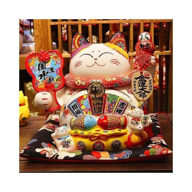 福緣貓大號風生水起裝飾擺件公司前臺家居玄關店鋪開業送禮招財貓
