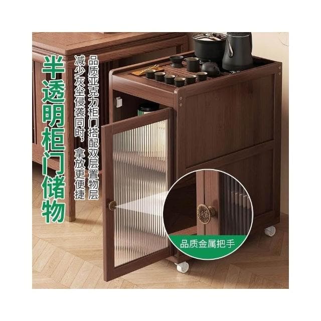 移動茶臺小茶桌家用茶水櫃帶輪茶車功夫茶幾燒水壺一體茶具盤套裝