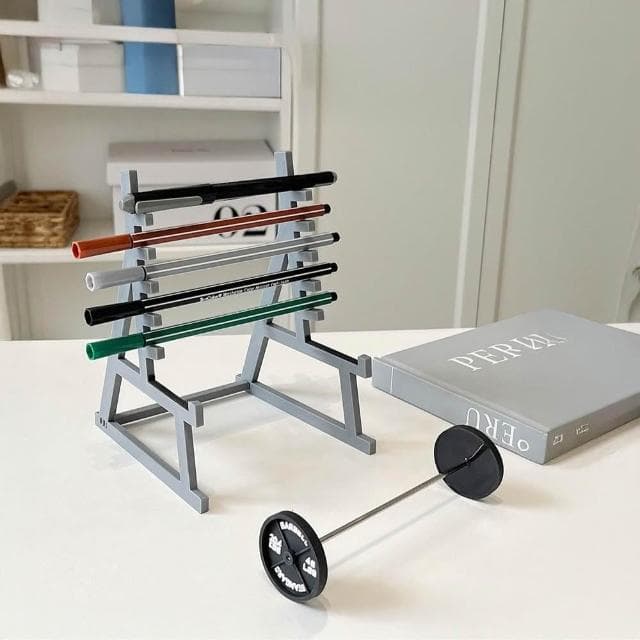 啞鈴架造型筆架 造型筆架 文具 畢業禮物 交換禮物 辦公室用具 健身房槓鈴筆架 書桌擺飾 解壓舉重 辦公室小物 筆支架