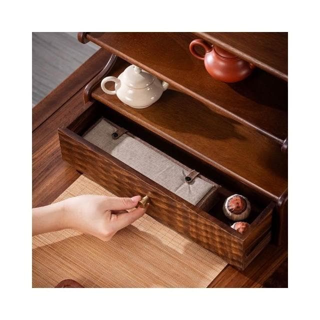 胡桃木桌麵茶壺架辦公室小博古架茶杯架茶具置物架茶室茶桌收納架