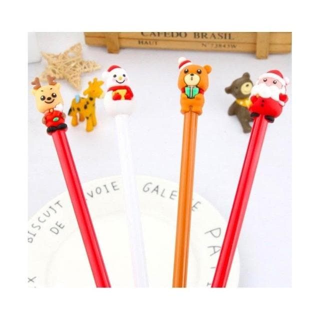 聖誕筆-立體C款 老公公 麋鹿 雪人 小熊 創意文具 中性筆 簽字筆 可愛 卡通筆 水性筆 贈品 交換禮物 招生筆