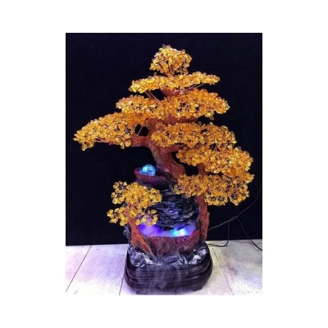 風水擺件 裝飾品 桌麵擺件 居家擺件 招財闢邪 黃水晶樹擺件流水財源滾滾客廳聚寶喬遷禮品店鋪開業禮物