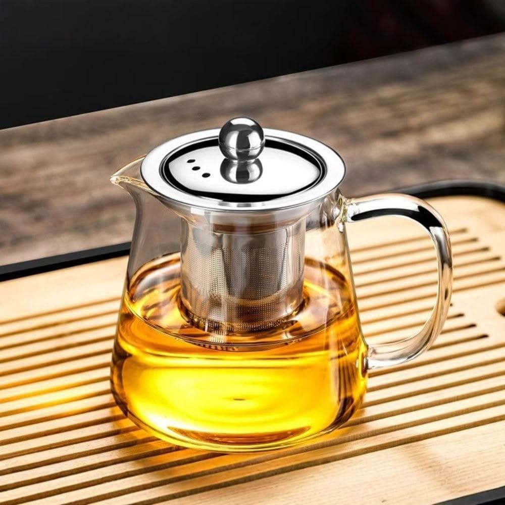 {日昭}304耐熱高硼硅玻璃茶壺(電磁爐泡茶壺 過濾沖茶器 家用辦公室茶具 冷熱兩用 禮品 簡約日式設計 便攜)