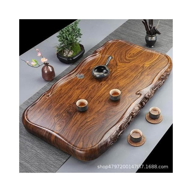 黑檀木茶盤 實木精雕雙龍戲珠茶具 簡約家用茶盤 大號加厚排水小茶臺 茶桌 茶壺