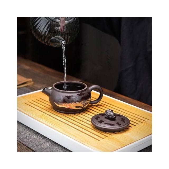 🔥🔥紫砂遇熱變色茶杯 龍鳳呈祥 紫砂壺家用 茶壺 茶具 功夫西施茶具套裝  手工茶器 西施壺鳳鳴 中式茶壺PW