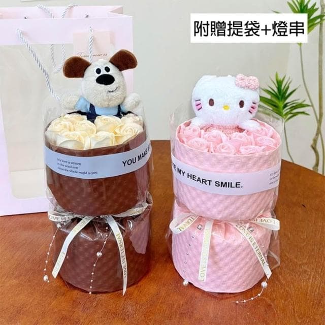 卡通玩偶花束  庫洛米 史迪奇 大耳狗 創意花束 可愛玩偶 畢業花束 七夕情人節花束 送女友送閨蜜 教師節 交換禮物