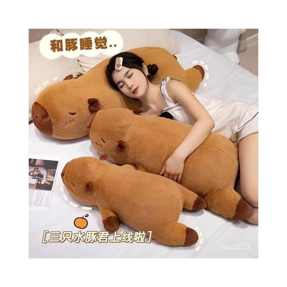 卡皮巴拉趴款女生睡覺毛絨玩具床上水豚長條玩偶公仔生日禮物